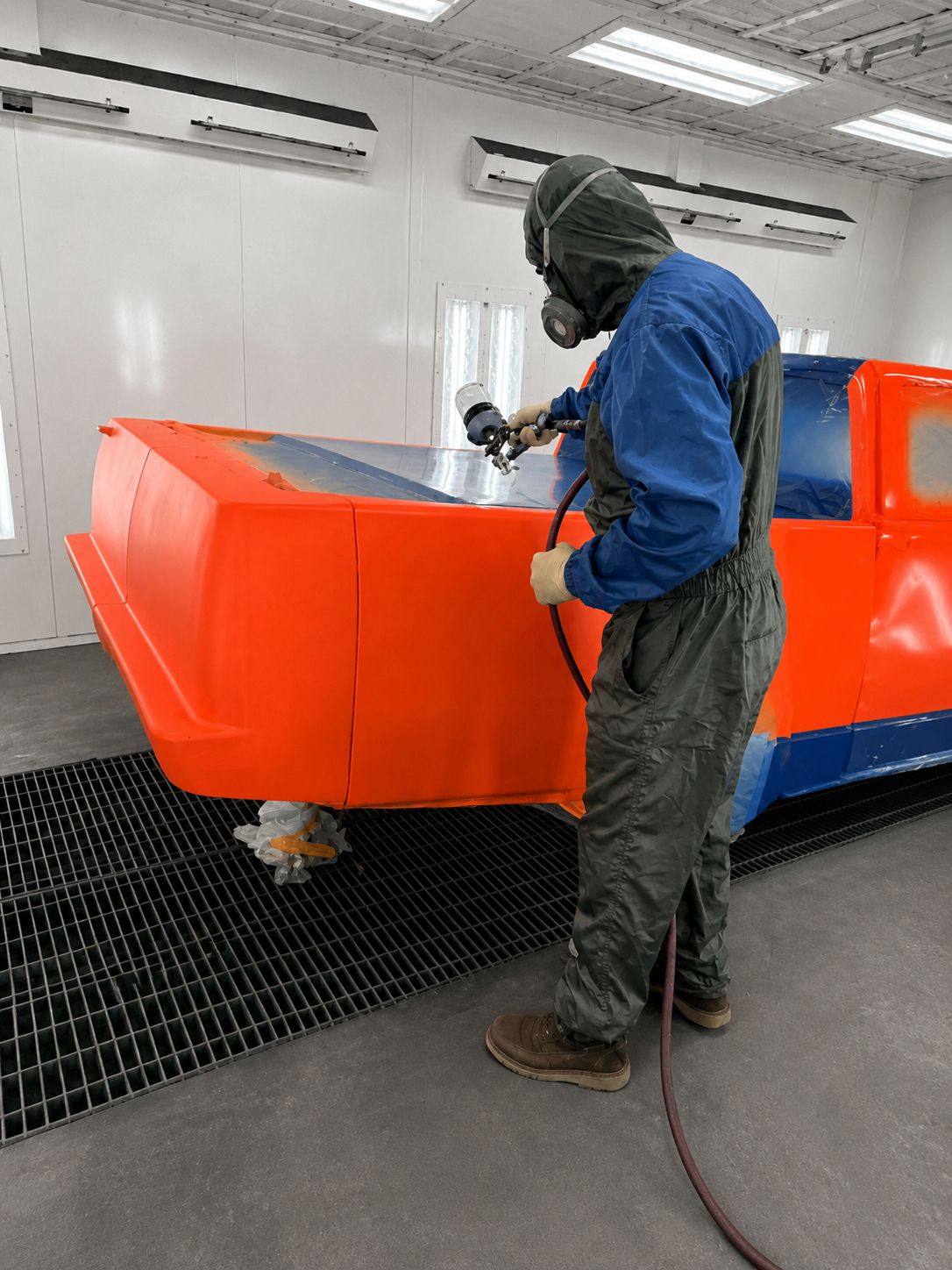 Close-up of expert paint work work